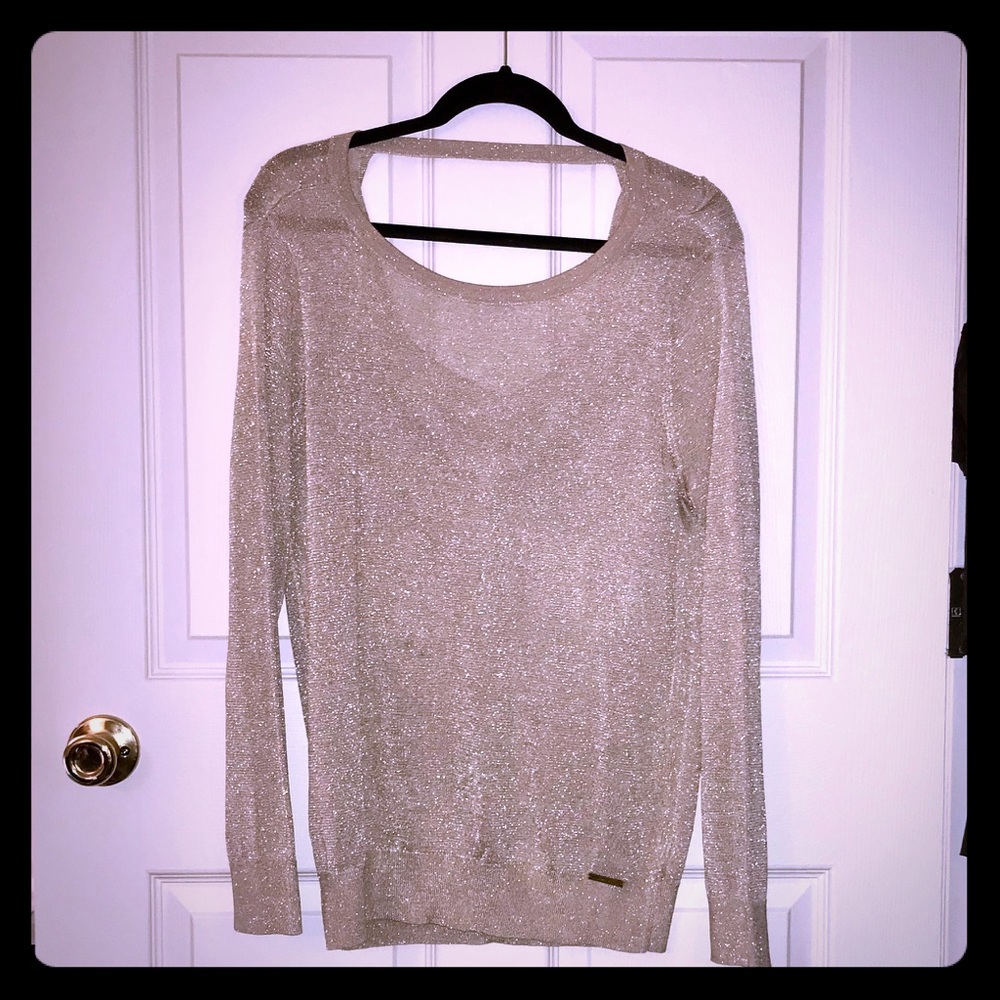 MICHAEL KORS Gold Metallic Tunic Sweater